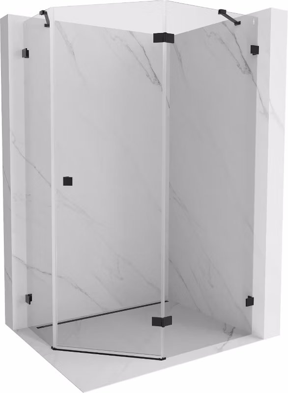 Kabina prysznicowa Mexen Lunar pięciokątna uchylna prawa 100 x 80 cm transparent czarna 1 szt.