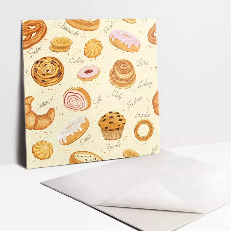 Kafelki samoprzylepne Tulup 30×30 cm Pączki rogaliki i babeczki 9 szt.