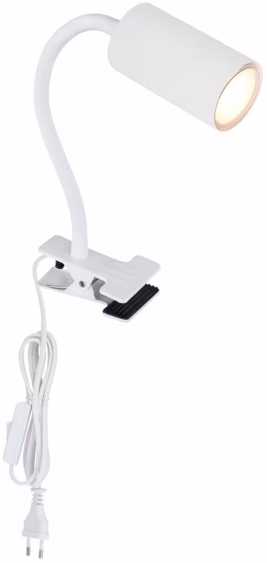 Lampa biurkowa Globo Lighting Robby 1x25W GU10 biały, z klipsem, IP20, 1 szt.