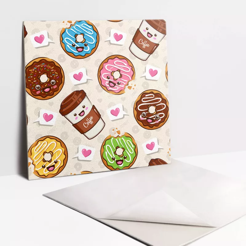 Kafelki samoprzylepne Tulup 30×30 cm Rysunkowe pączki i kawa 9 szt. II