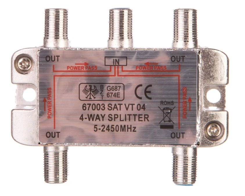 Rozdzielacz sygnału SAT splitter 1x F / 4x F 5‑2500MHz 67003