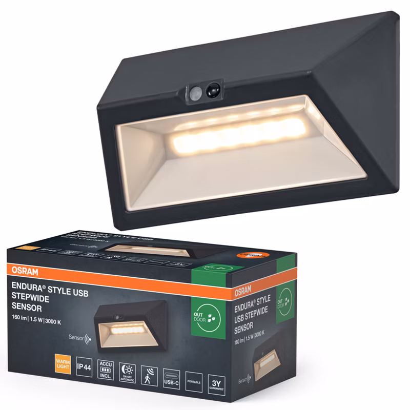 Kinkiet Ogrodowy Endura Osram Lampa Elewacyjna LED z Czujnikiem Ruchu i Zmierzchu 1.5W 110lm 3000K Szary IP44 1 szt.