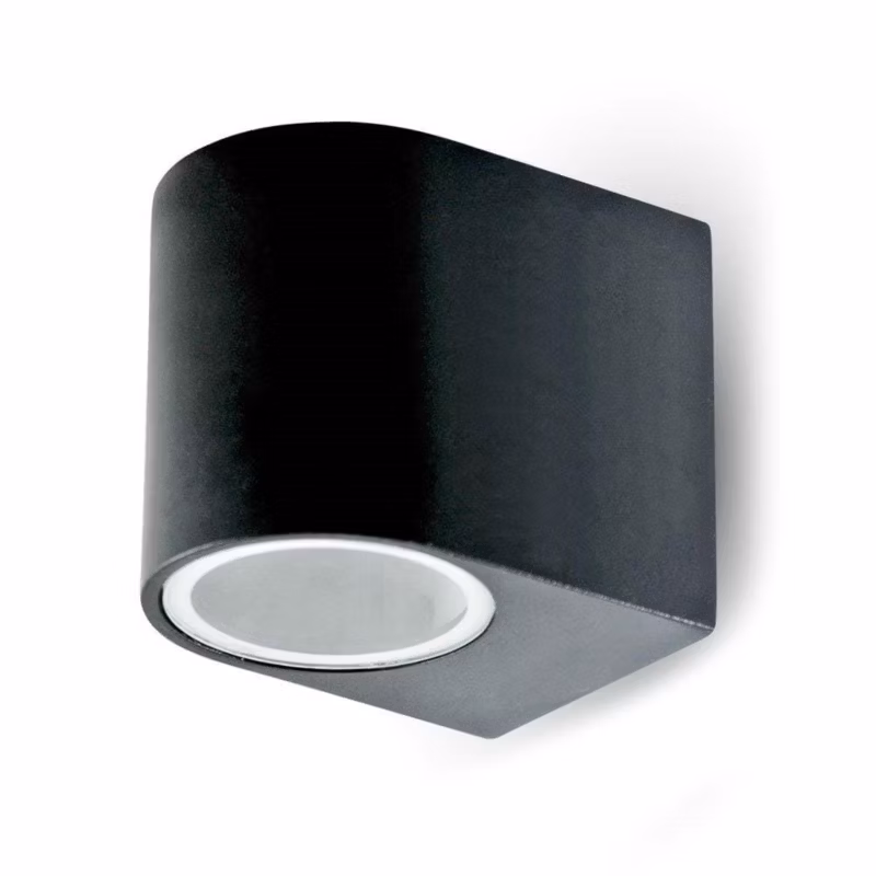 Kinkiet ścienny zewnętrzny V-TAC czarny półokrągły 1 x GU10 x IP44 wym: 6,8 x 9,2 x 8 cm – 1 szt.