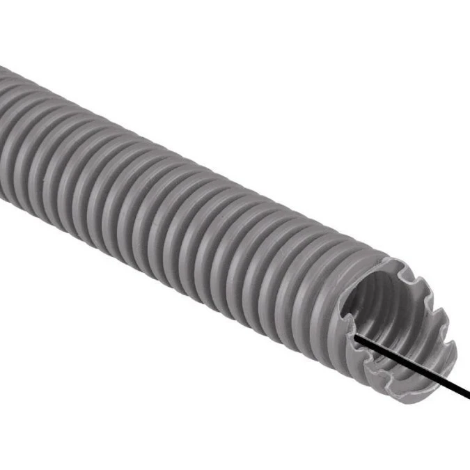 Rura karbowana 750N do zalewania betonem samogasnąca szara z pilotem i smarowaniem fi 32mm ‑5 C +90 C /50m/