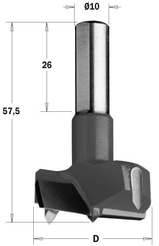 Wiertło puszkowe HW D=26 L=57,5 S=10×26 RH CMT 317.260.11