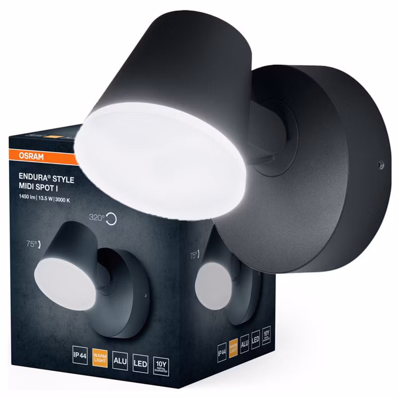 Kinkiet Ogrodowy Endura Osram Lampa Elewacyjna Zewnętrzna LED 13.5W 800lm 3000K Szary IP44 1 szt.