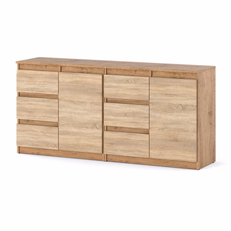Komoda Hurtownia-Mebli Szuflady 6 Agna Mini 160cm Dąb Wotan Dąb Sonoma 160x35x75 cm 1szt.