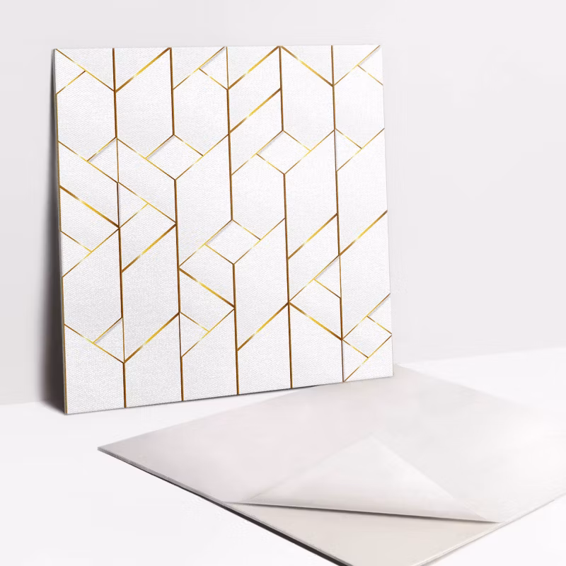 Kafelki samoprzylepne Tulup Modne złote linie 30×30 cm 9 szt.