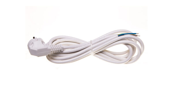 Przewód przyłączeniowy W-3 3×1,5 mm2 biały z wtyczką kątową 3m 51.935