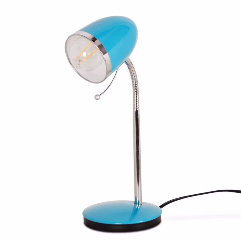 Lampa biurkowa Kaja Kajtek turkusowo-chromowana 1 x E27 x 40W IP20 wym: 36 x 24 x 15 cm metal – 1 szt.