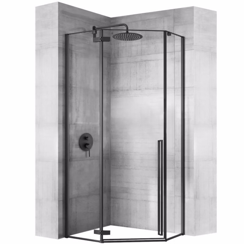 Kabina Prysznicowa Z Brodzikiem Rea Diamond 80X80X195Cm Czarny + Brodzik Diamond Biały 1 Szt