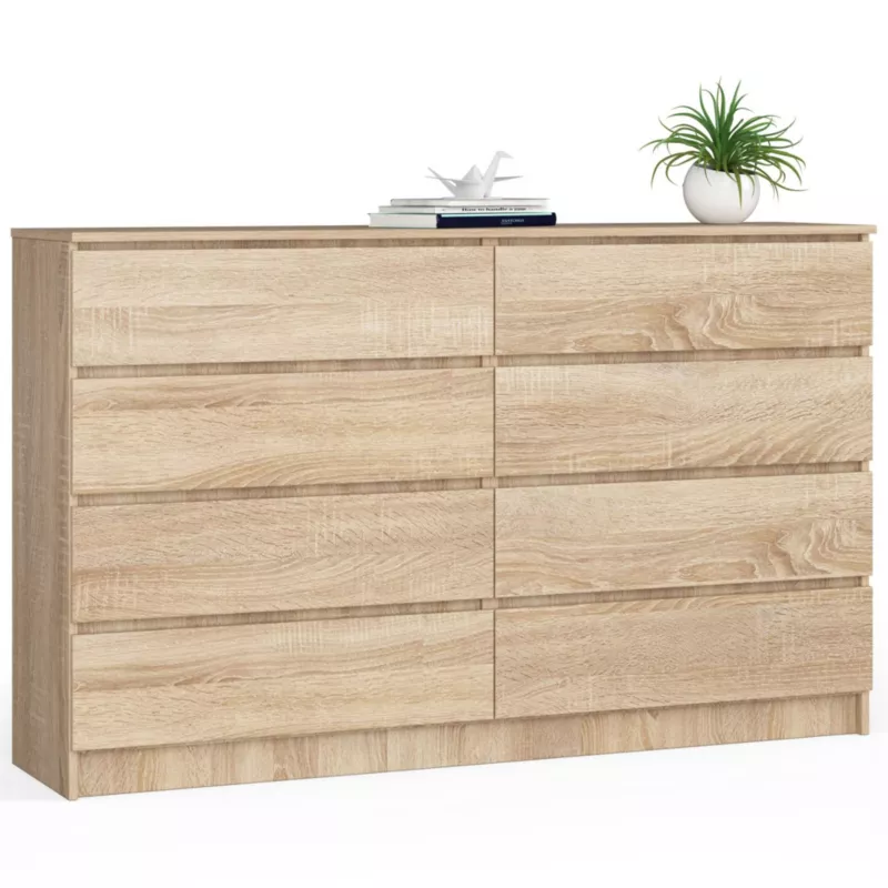 Komoda Akord K160 Dąb Sonoma 160 cm 8 szuflad kolor Dąb Sonoma mat 160x40x99 cm 1 szt.