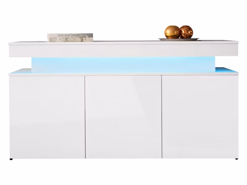 Komoda MIRJAN 24 Glossa 3D 160 z oświetleniem LED biały/biały połysk 1 szt.