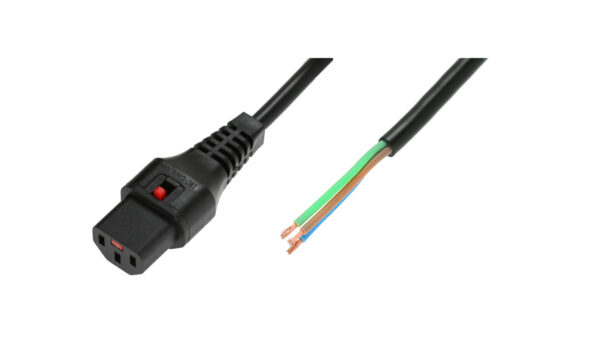 Kabel zasilający do zarobienia 3×1 OPEN/IEC C13 prosty M/Ż czarny IEC-PC1025 /2m/