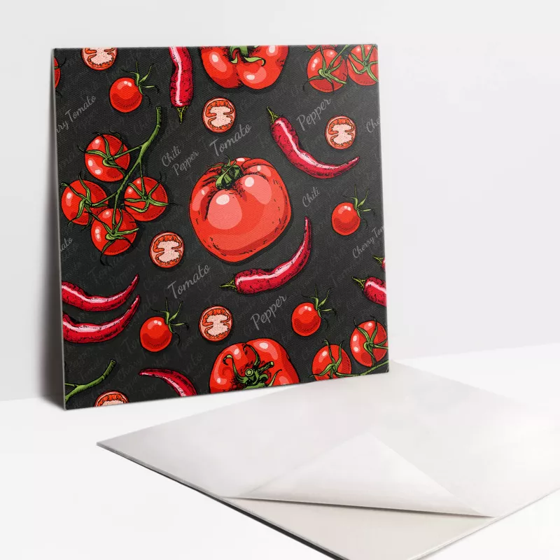 Kafelki samoprzylepne Tulup 30×30 cm Papryczki i pomidor 9 szt.