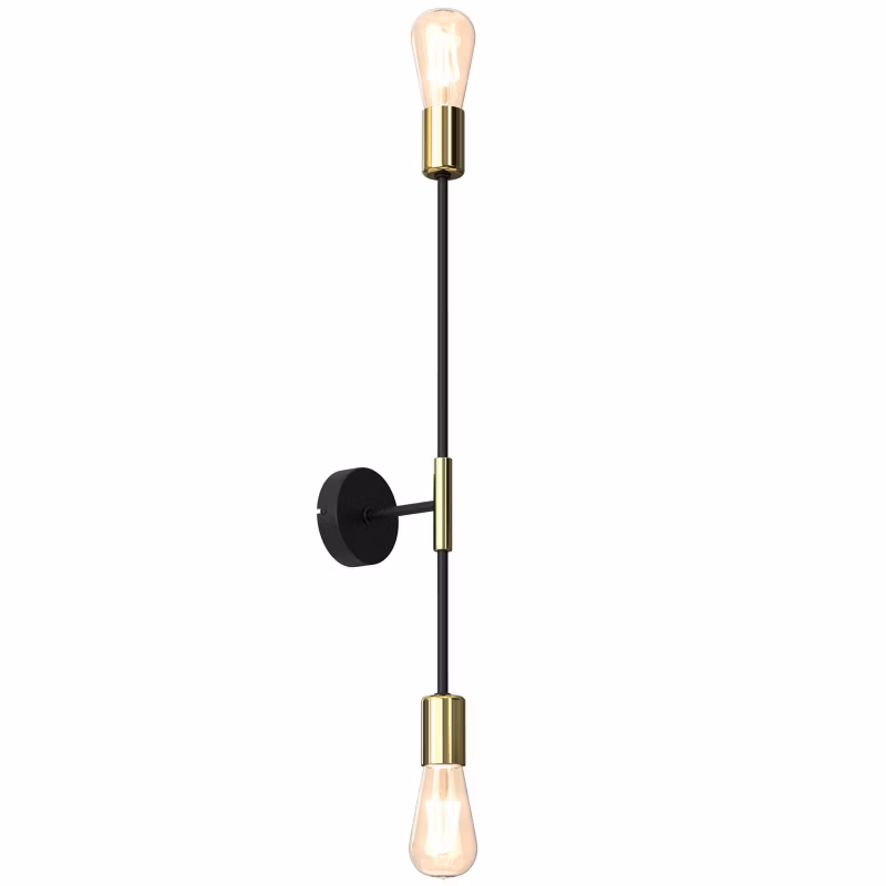 Kinkiet ścienny Luminex Flame czarny mat-złoty połysk styl minimalistyczny 2 x E27 x 15W IP20 wym: 65 x 10 x 15 cm – 1 szt.