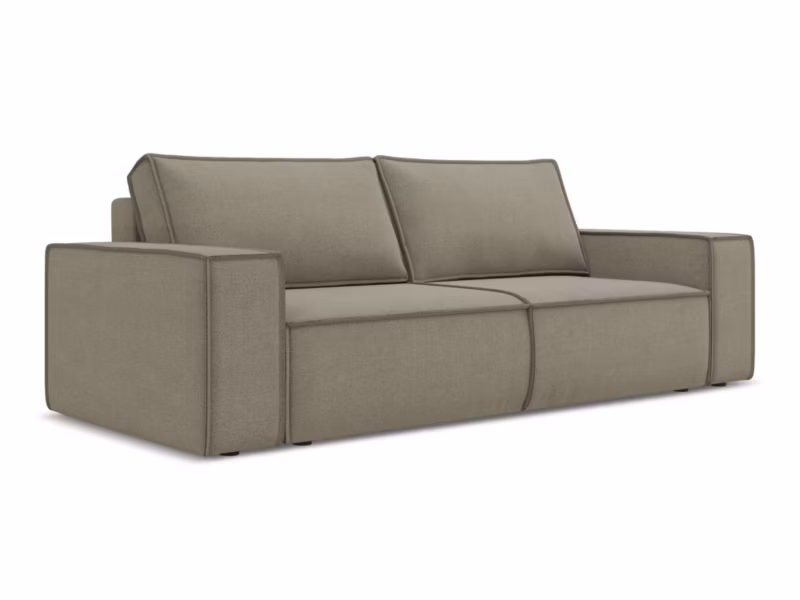 Kanapa 3-osobowa z funkcją spania LaMiaSofa LIVORNO z tkaniny strukturalnej 255×105 cm ciemny beż 1 szt.