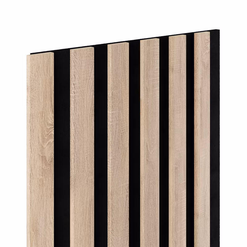 Lamele ścienne 6L Marbet Design WOODLINE SLIM 270×30 cm Dąb Sonoma na czarnym filcu 5 szt.