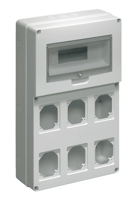 Rozdzielnia budowlana pusta 12 mod.6 gniazd 16A szara EC69025