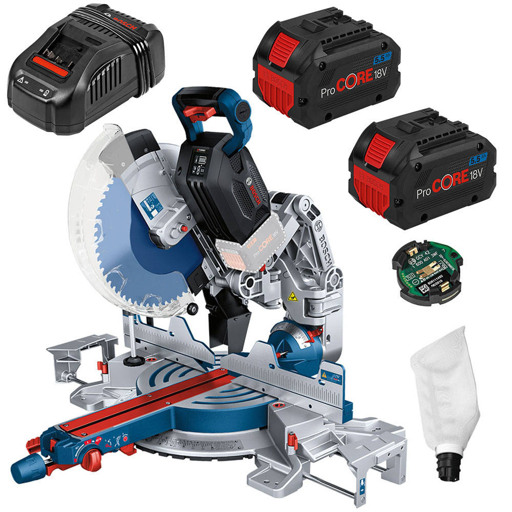 Ukośnica Bosch GCM 18V-305 GDC +2×5.5Ah + ładowarka