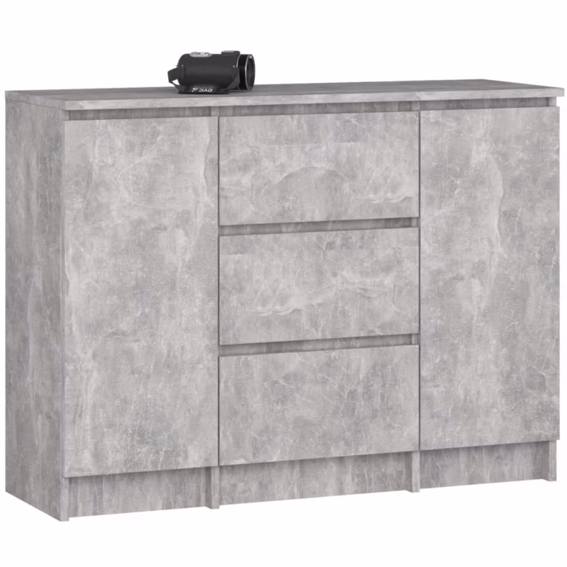 Komoda AKORD K100 kolor Beton mat 101 cm 2 drzwi 3 szuflady 4 półki 101x35x76 cm 1 szt.