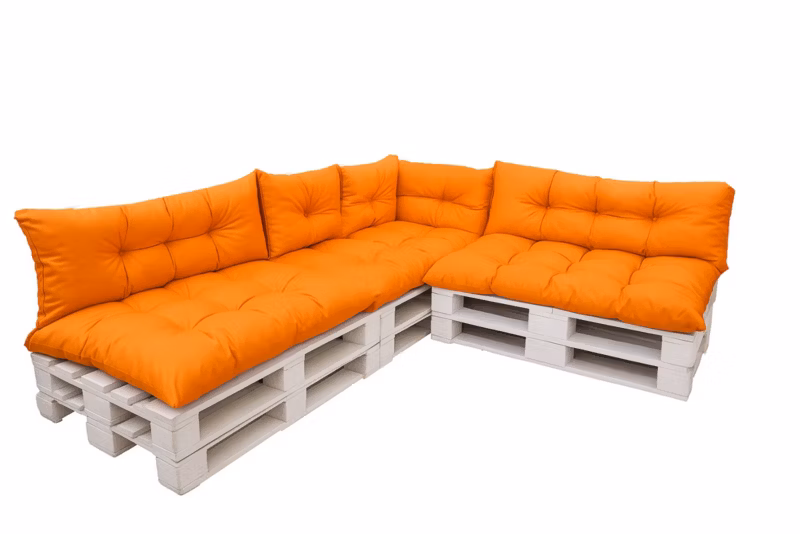 Komplet 7sztuk poduszek ogrodowych na palety Setagrden 3x120x60cm /3x120x40cm+60x40cm,pomarańczowe dwustronne poduszki , 1szt