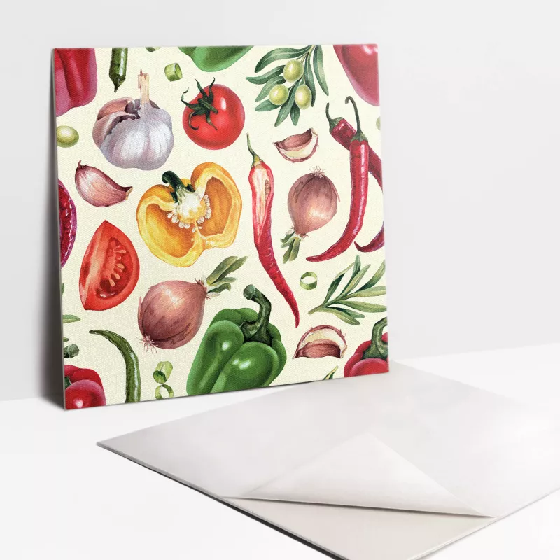 Kafelki samoprzylepne Tulup 30×30 cm Kolorowe rysunkowe warzywa 9 szt.