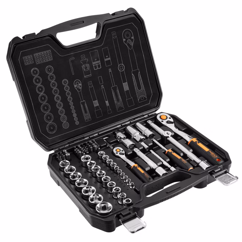 Klucze nasadowe NEO TOOLS 1/2″, 1/4″ 73 szt. 1 kpl