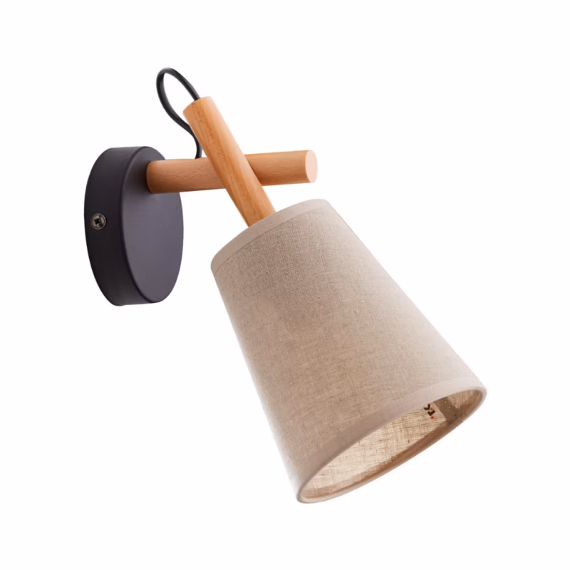Kinkiet ścienny TK-Lighting Vaio czarny-jasne drewno-len 1 x E27 x 15W IP20 wym: 27 x 13,5 x 28 cm – 1 szt.