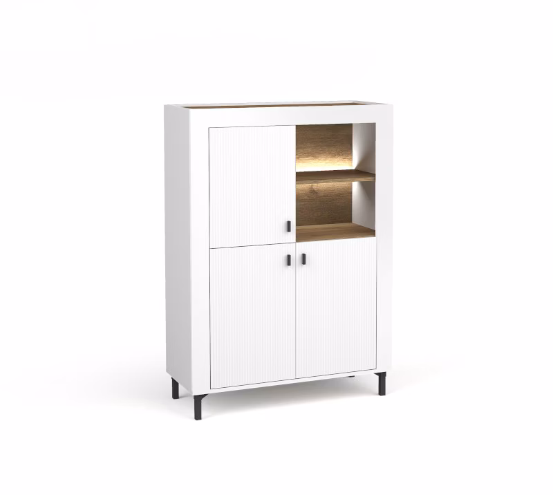 Komoda trzydrzwiowa Bettso Mossa 3d do salonu z oświetleniem LED biały 1szt.