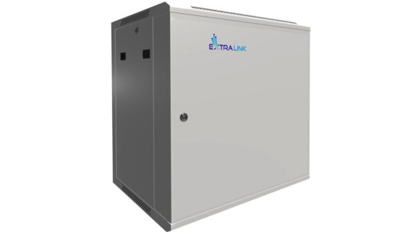 Szafa rack montowana na ścianie, drzwi blaszane pełne Extralink 12U 600×450 ASP Szara