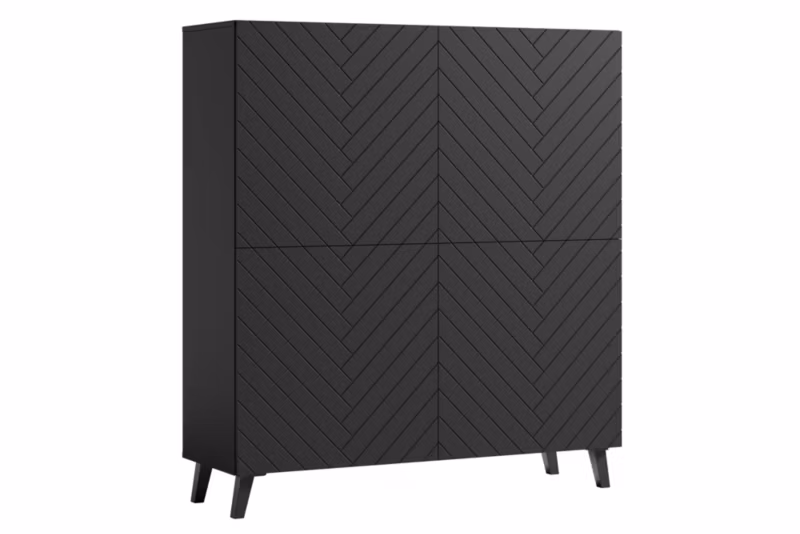 Komoda RTV MINIO go for it LOKET H 120cm, czarny/czarny MDF wzór M3, 1 szt.