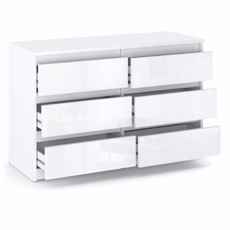Komoda Z 6 Szufladami Stiv-Meble Biały Mat Biały Połysk 100X33,5X71,5 Cm 1Szt.