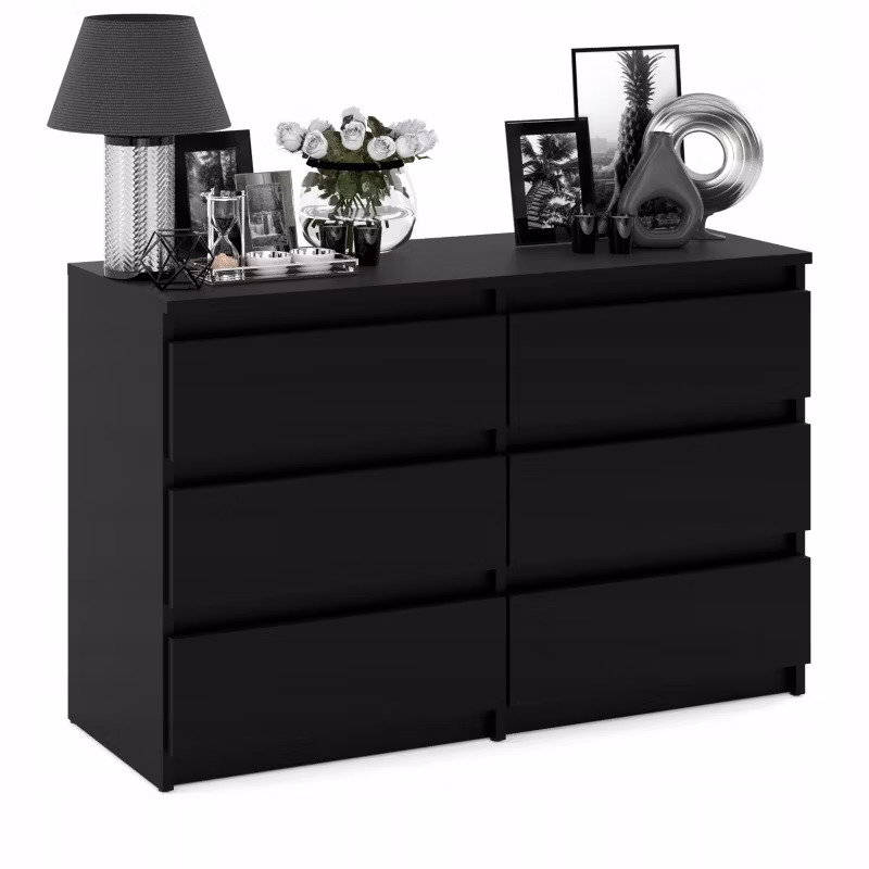 Komoda Z 6 Szufladami Stiv-Meble Czarny Mat Szafka Rtv 100X33,5X71,5 CM 1Szt.