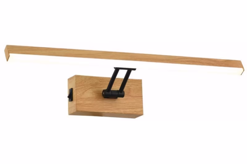 Kinkiet ścienny Reality Lester jasne drewno-biały z włącznikiem LED 5W 4000K 400lm IP20 wym: 6 x 40 x 12,5 cm – 1 szt.