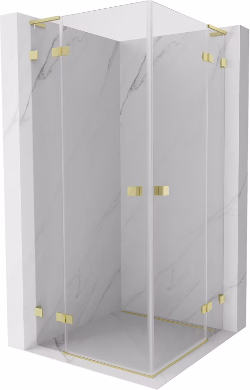 Kabina prysznicowa Mexen Lunar L Duo uchylna 80 x 80 cm transparent złota szczotkowana 1 szt.