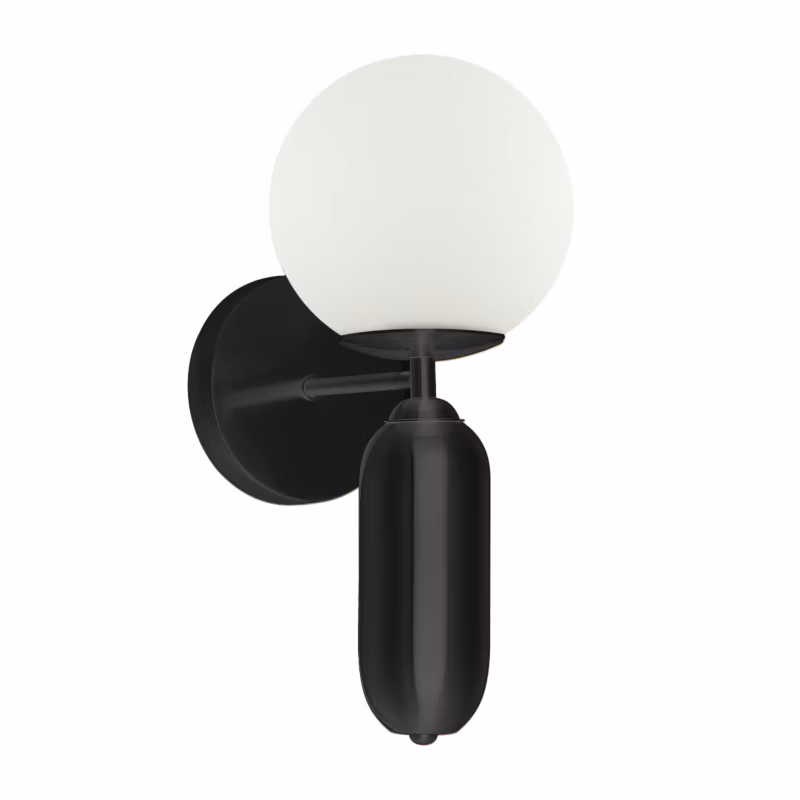 Kinkiet biała kula Italux Aldeva czarny 1xE27x40W IP20 – 1 szt.