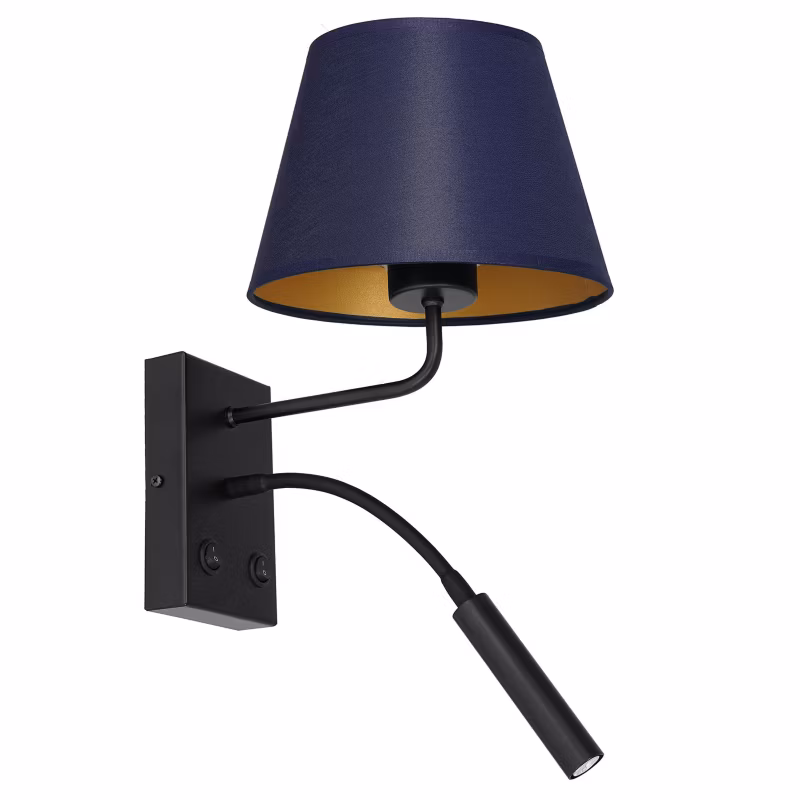 Kinkiet ścienny Luminex Arden czarno-granatowy do czytania z włącznikiem 1 x E27+G9 x 15W IP20 wym: 38 x 18 x 26 cm – 1 szt.