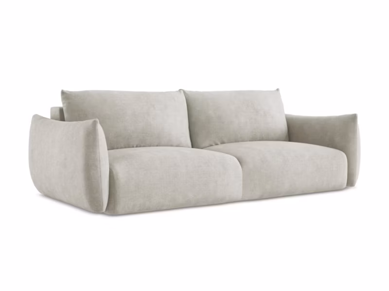 Kanapa 3-osobowa z funkcją spania LaMiaSofa SAVONA z tkaniny szenilowej 230×105 cm perłowy 1 szt.