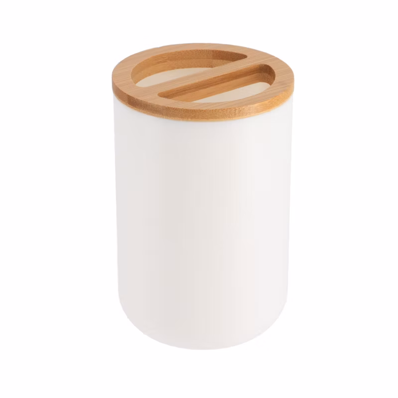 Kubek na szczoteczki Besson White TENDANCE biały z bambusem 300 ml 1 szt.