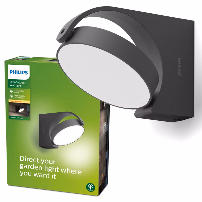 Kinkiet Ogrodowy Mimosa Philips Lampa Elewacyjna Zewnętrzna LED 7W 600lm 2700K IP44 Antracyt 1 szt.