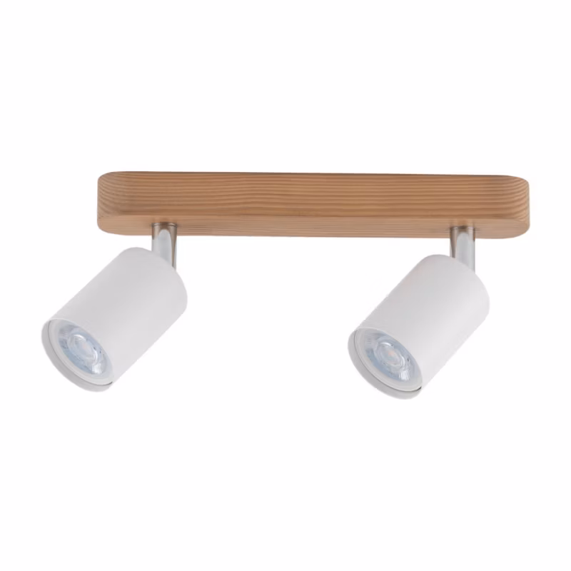 Kinkiet ścienny TK-Lighting Top biały jasne drewno 2 x GU10 x IP20 wym: 18 x 35 cm – 1 szt.