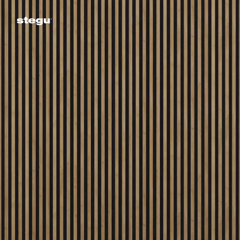 Lamele ścienne na czarnym filcu Stegu Linea Acoustic Proline, dąb naturalny 120×60 cm panele akustyczne 1 szt.