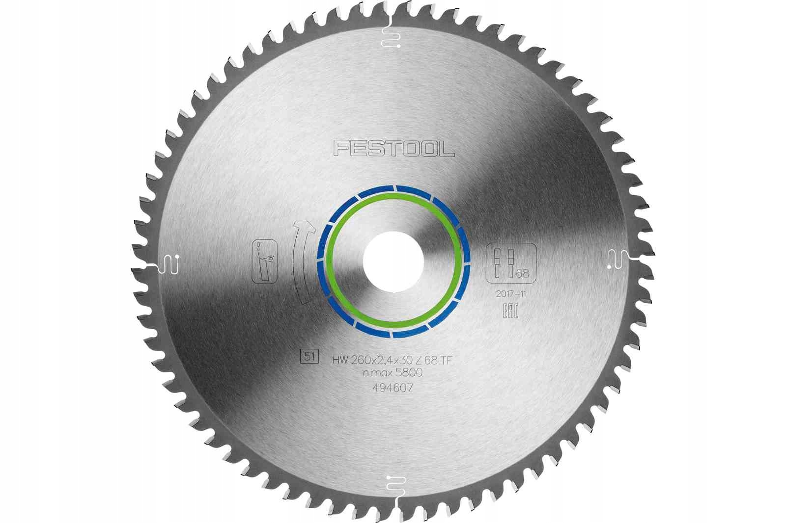 Tarcza z węglikiem spiekanym 260×2,4×30 TF68 494607 Festool