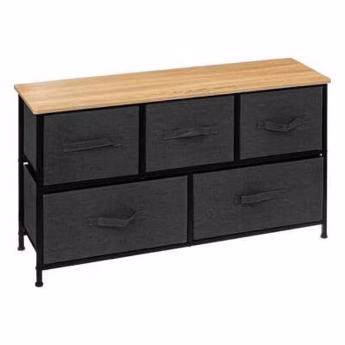 Komoda Tissa 5FIVE SIMPLY SMART komoda z szufladami 100 cm czarna na nóżkach nowoczesna do przedpokoju 1 szt.
