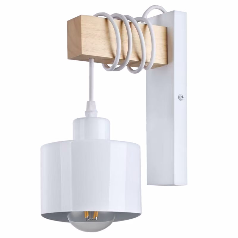 Kinkiet ścienny E27 LED MasterLED Elza 23cm IP20 biały z drewnem lampa wewnętrzna 1 szt.