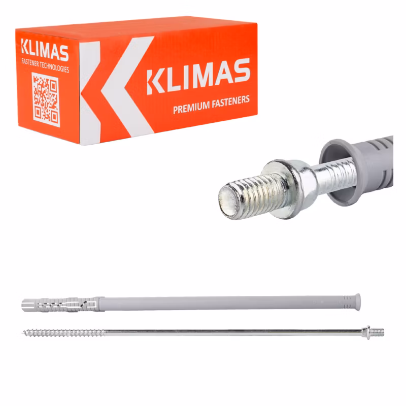 Kołki rozporowe ramowe Klimas KPD 12×300 mm z wkrętem dwugwintowym M8 25szt