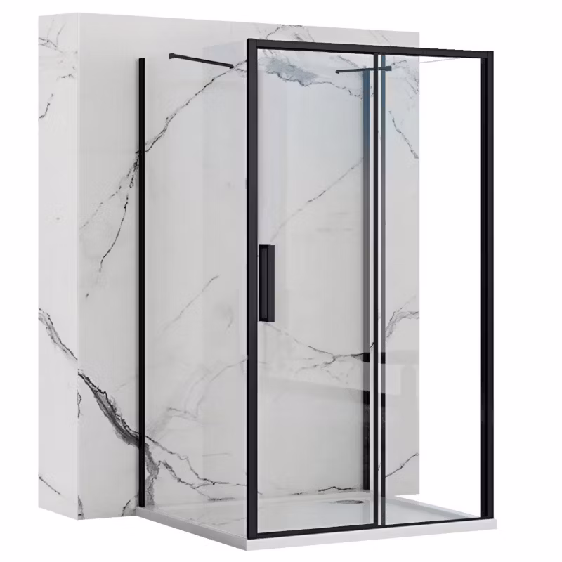 Kabina Prysznicowa Przyścienna Rapid Slide Black 130X80X195Cm 1 Szt