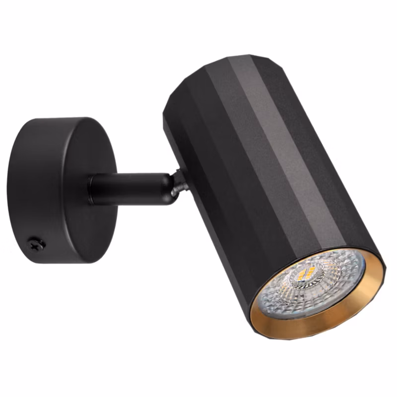 Kinkiet ścienny Polux Nicea czarno-złoty 1 x GU10 x 10W IP20 wym: 10 x 5,5 cm – 1 szt.