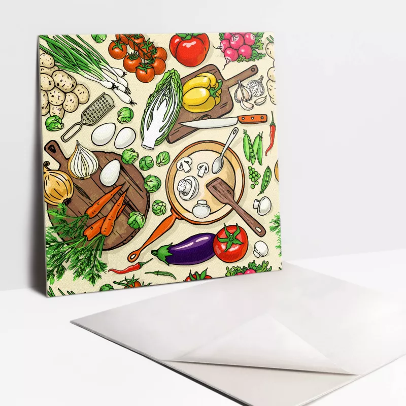 Kafelki samoprzylepne Tulup 30×30 cm Rysunkowe kolorowe warzywa 9 szt.